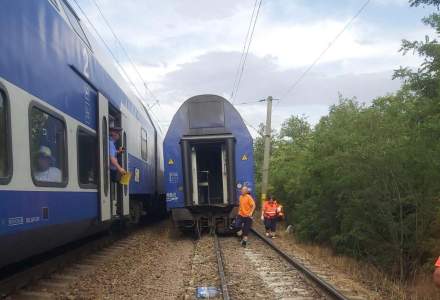 Mai multe vagoane ale unui tren cu 200 de călători au deraiat aproape de Drăgănești de Vede