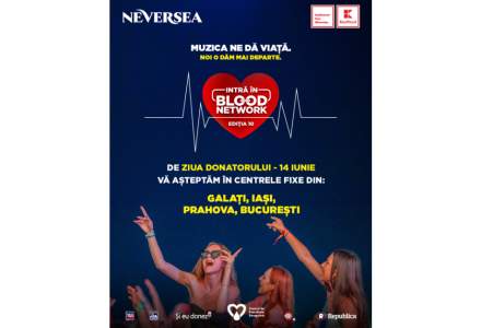 Blood Network marchează Ziua Donatorului printr-o campanie de donare în centrele fixe din București, Galați, Ploiești și Iași