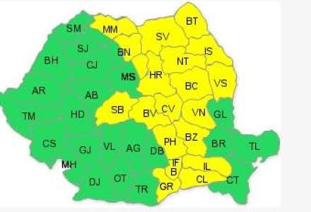Avertizare cod galben: ploi si vijelii in Bucuresti si 20 de judete din nord, est, sud si centru