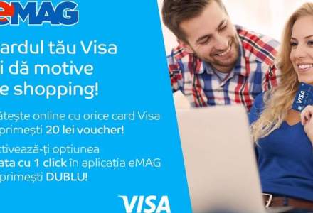 Visa Europe si eMag deschid parteneriatul strategic cu o campanie de incurajare a platilor cu un singur click. Poti primi vouchere de pana la 40 lei