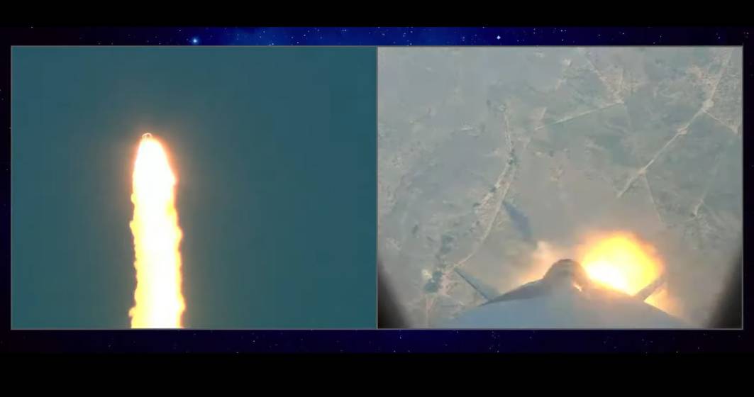 Imagine pentru articolul: Lovitură pentru Jeff Bezos: Racheta Blue Origin a eșuat după doar un minut la ultima lansare