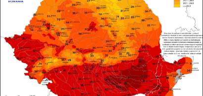 HARTĂ  Bucureștiul, locul cel mai fierbinte din România. Temperaturile...