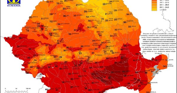 Imagine pentru articolul: HARTĂ  Bucureștiul, locul cel mai fierbinte din România. Temperaturile...