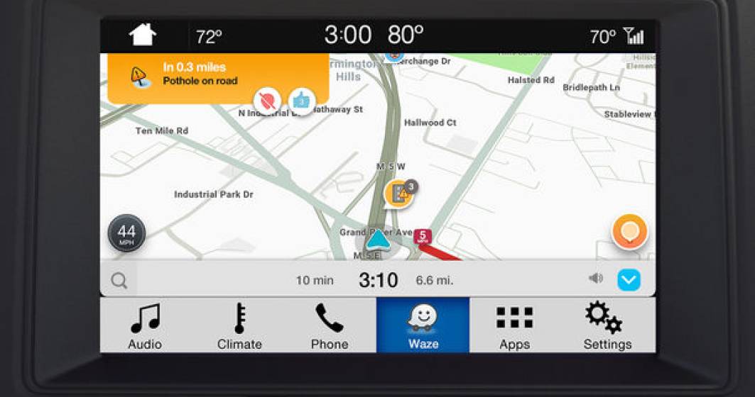 Imagine pentru articolul: Ford proiecteaza Waze pe sistemul de infotainment al masinii pentru utilizatorii iPhone