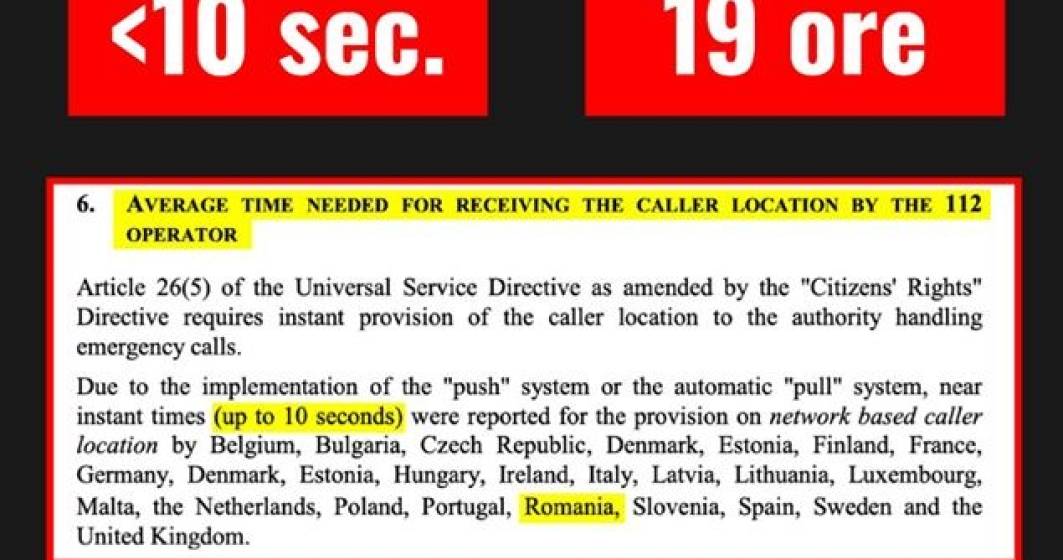 Imagine pentru articolul: Guvernul a MINTIT Comsia Europeana: "Localizarea la 112, sub 10 secunde"