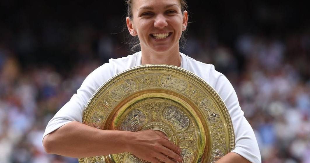 Imagine pentru articolul: Simona Halep isi prezinta astazi trofeul de la Wimbledon, pe Arena Nationala