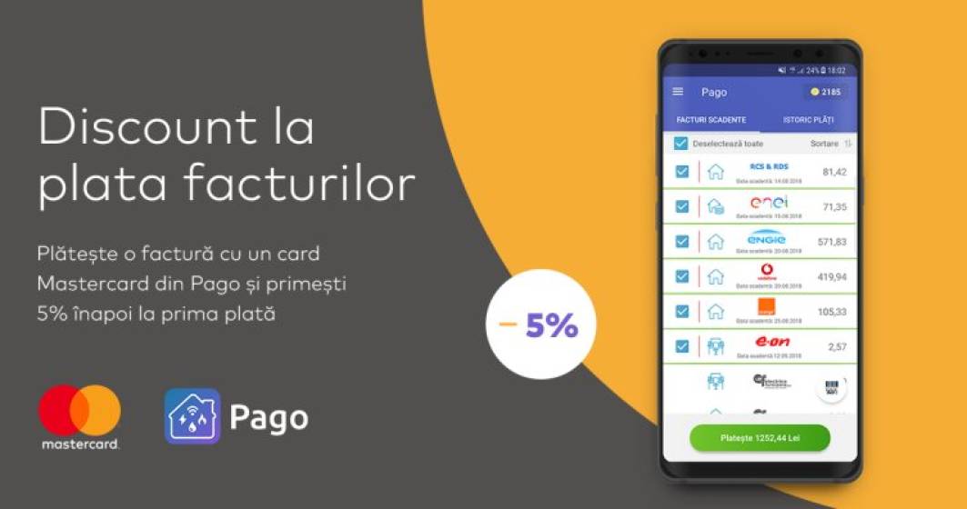 Imagine pentru articolul: Pago integreaza un sistem de recompensare cu puncte pentru utilizatori si da startul unei campanii de cash-back impreuna cu Mastercard