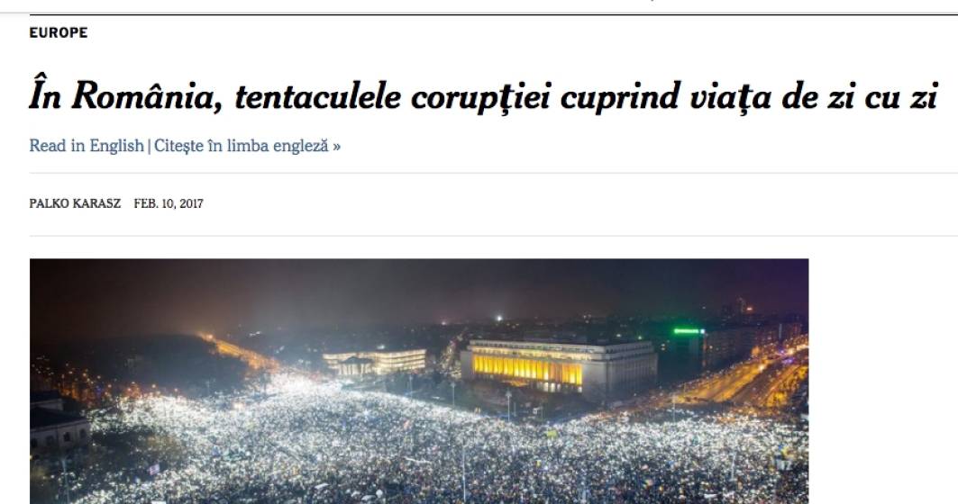 Imagine pentru articolul: New York Times a publicat un articol in limba romana: In Romania, tentaculele coruptiei cuprind viata de zi cu zi