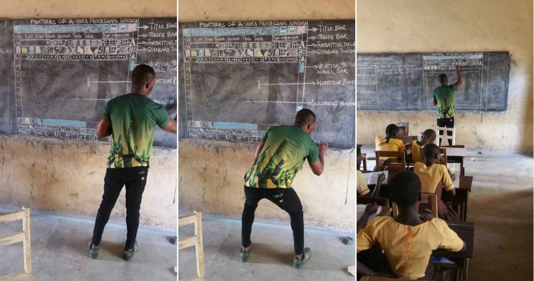 Imagine pentru articolul: Un profesor din Ghana isi invata studentii informatica fara a avea un calculator