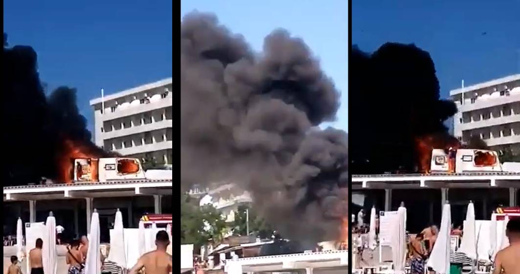 Imagine pentru articolul: VIDEO - Încă un incendiu! Două rulote mistuite de flăcări în Eforie Nord