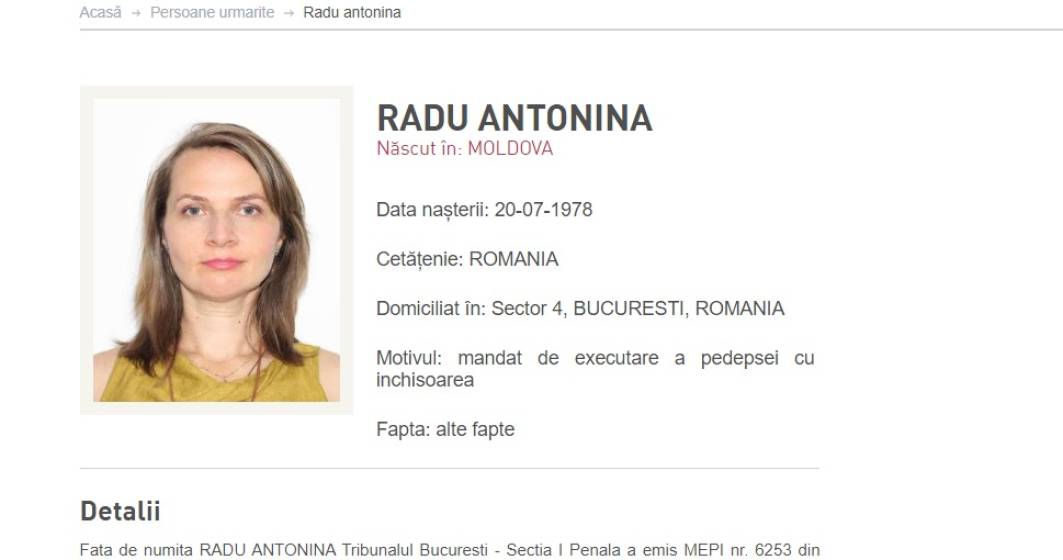 Imagine pentru articolul: Antonina Radu, condamnată în cazul Colectiv, a fost prinsă în Republica Moldova