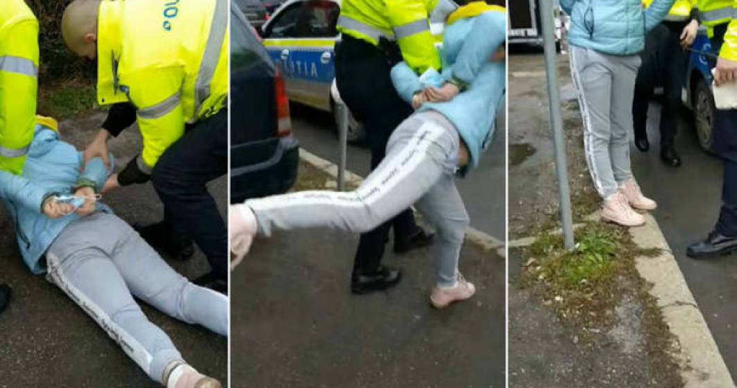 Imagine pentru articolul: Femeie încătușată după un incident cu oamenii legii care i-au atras atenția că nu poartă masca corect