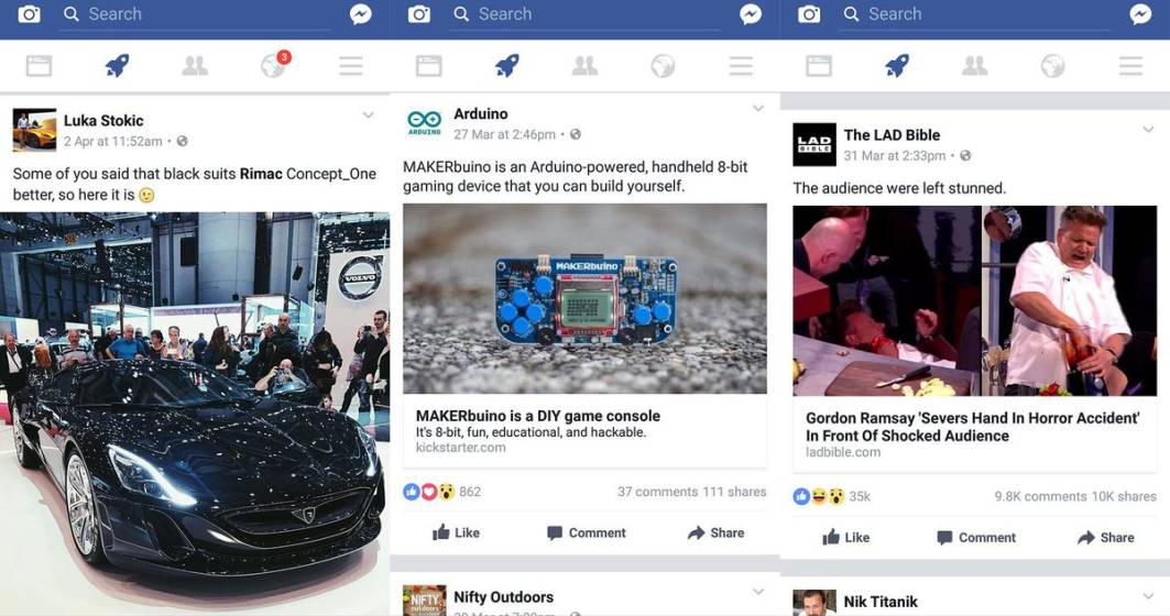 Imagine pentru articolul: Facebook testeaza o noua functie, marcata printr-un simbol in forma unei rachete albastre