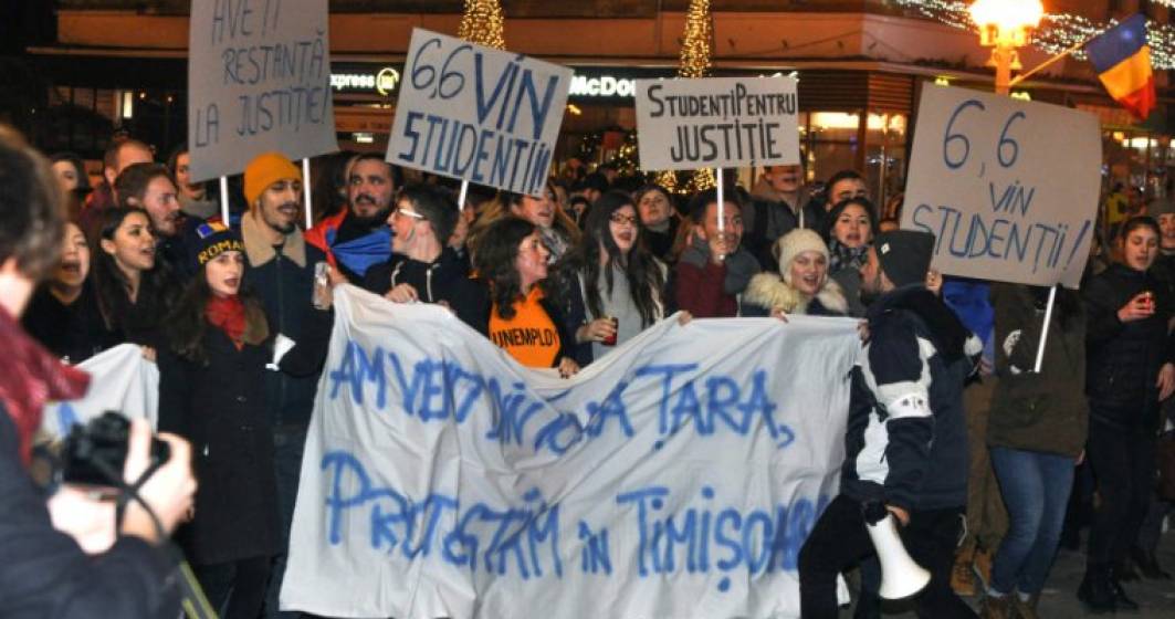 Imagine pentru articolul: Sute de studenti au protestat la Timisoara pentru apararea independentei Justitiei