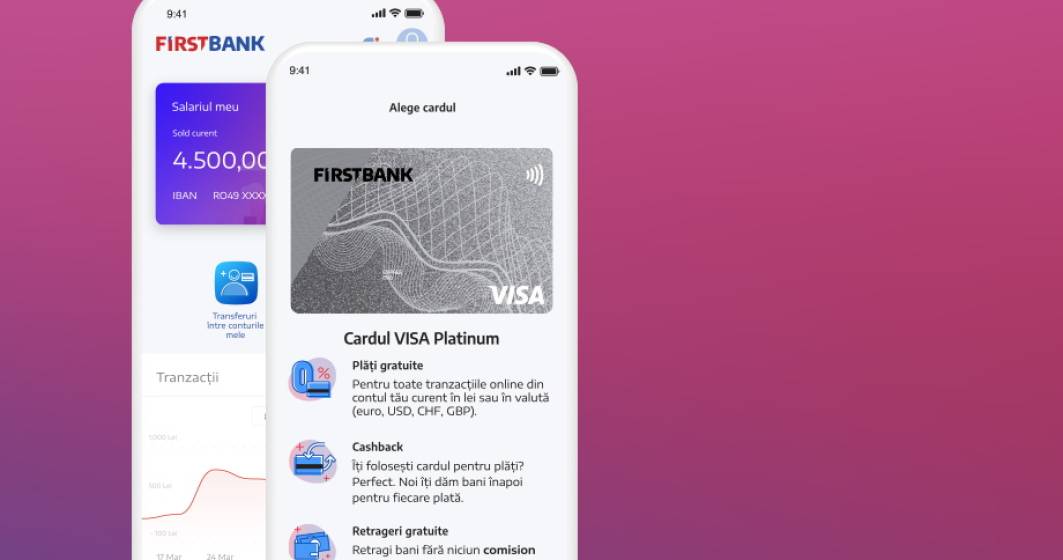 Imagine pentru articolul: First Bank lansează o nouă aplicație de mobile banking, care permite deschiderea unui cont 100% online