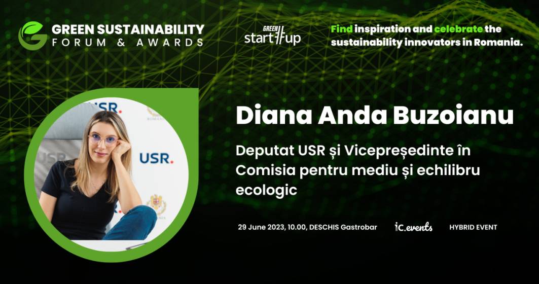 Imagine pentru articolul: Diana Buzoianu, Deputat USR, vine pe 29 iunie la Green Start-Up Sustainability Forum & Awards